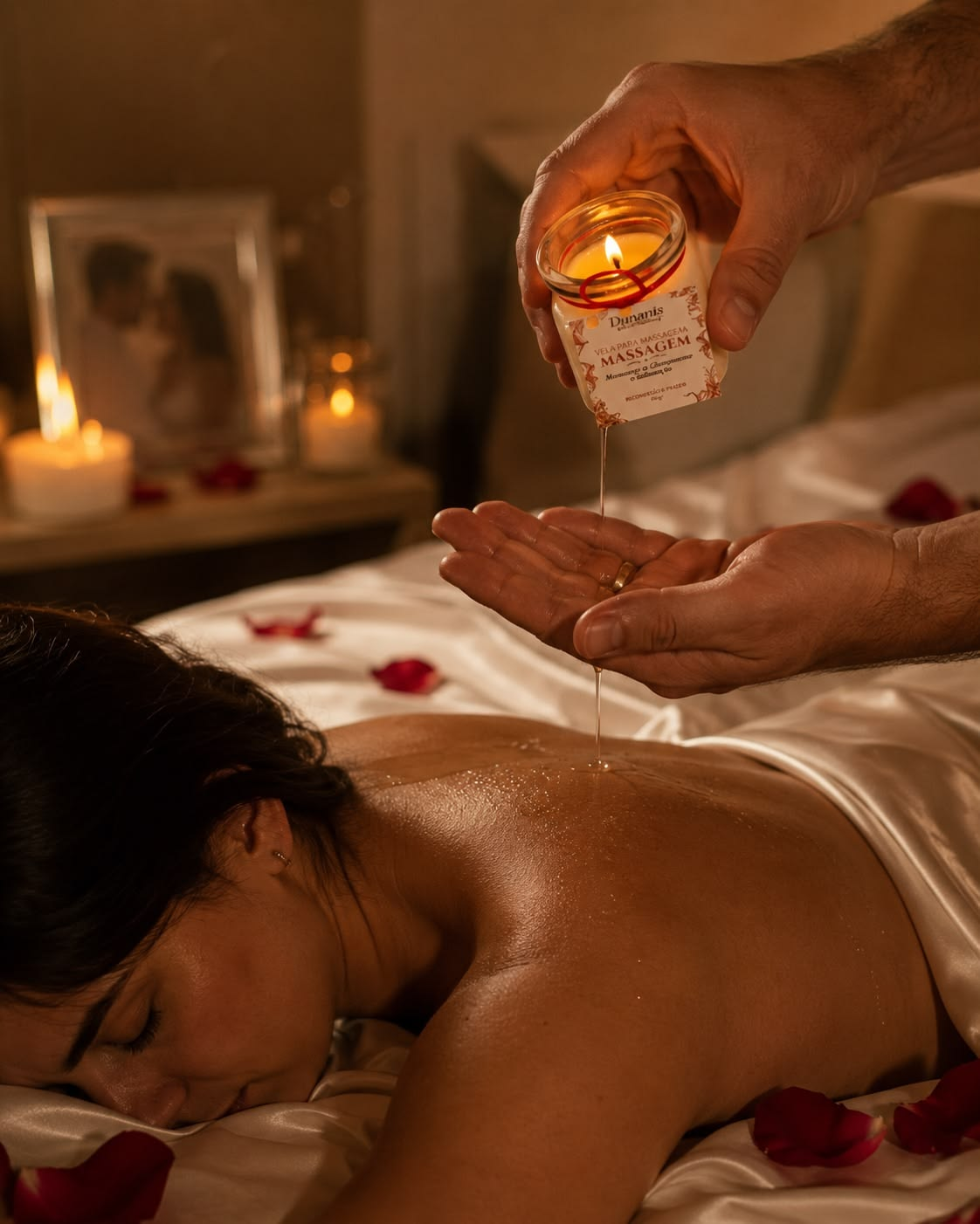 Massagem sensual com vela de óleo quente
